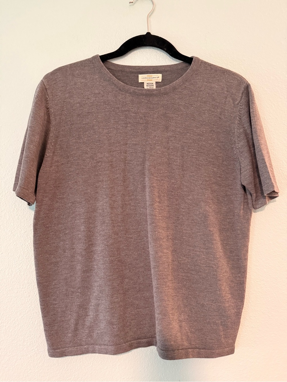 Yarnworks Short Sleeve Crewneck sweater Tee in Heather Gray Size M